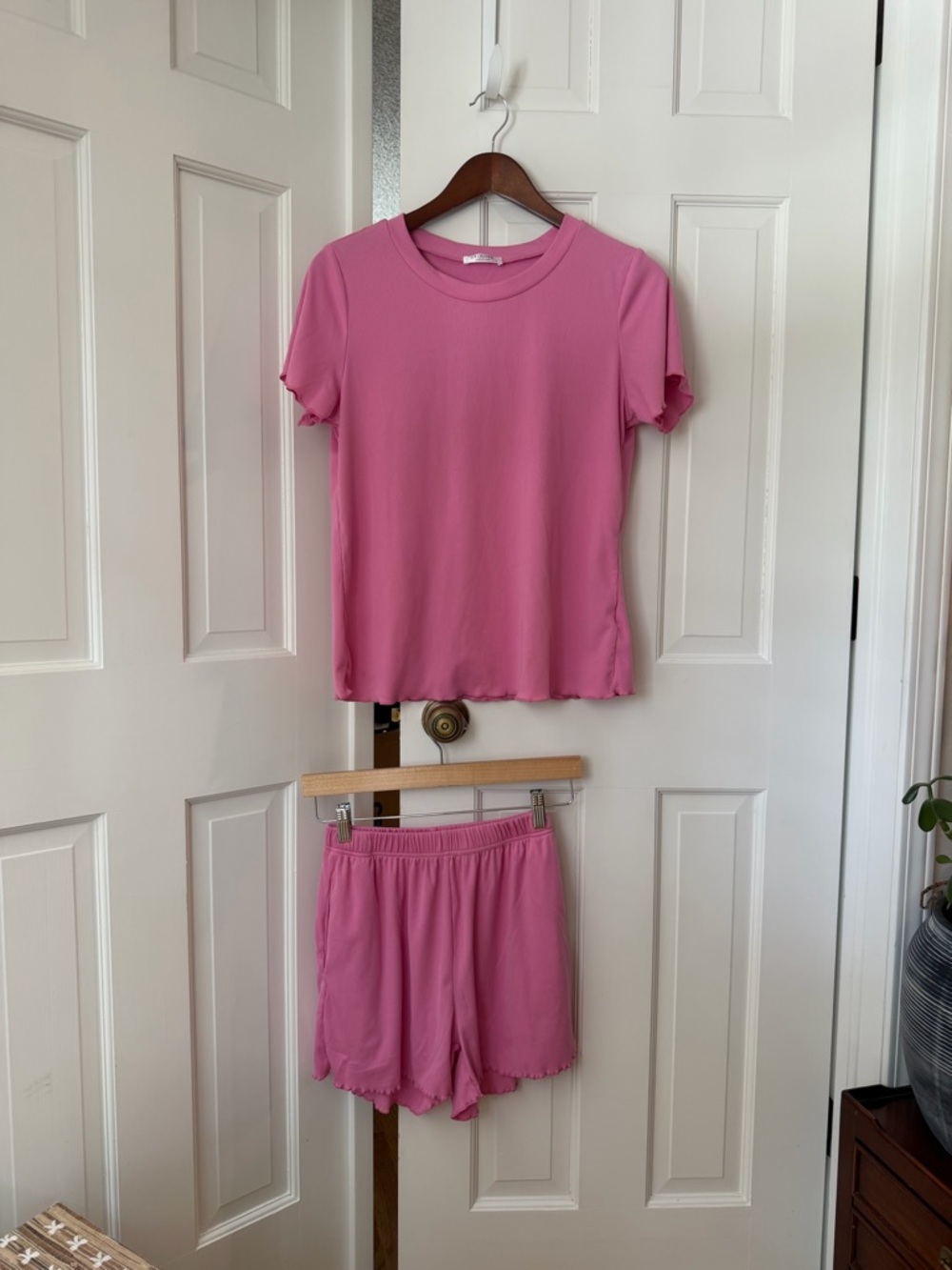 Women's Pink Short Sleeve Pajama Set - Relaxed Sleep Top & Shorts | Size S